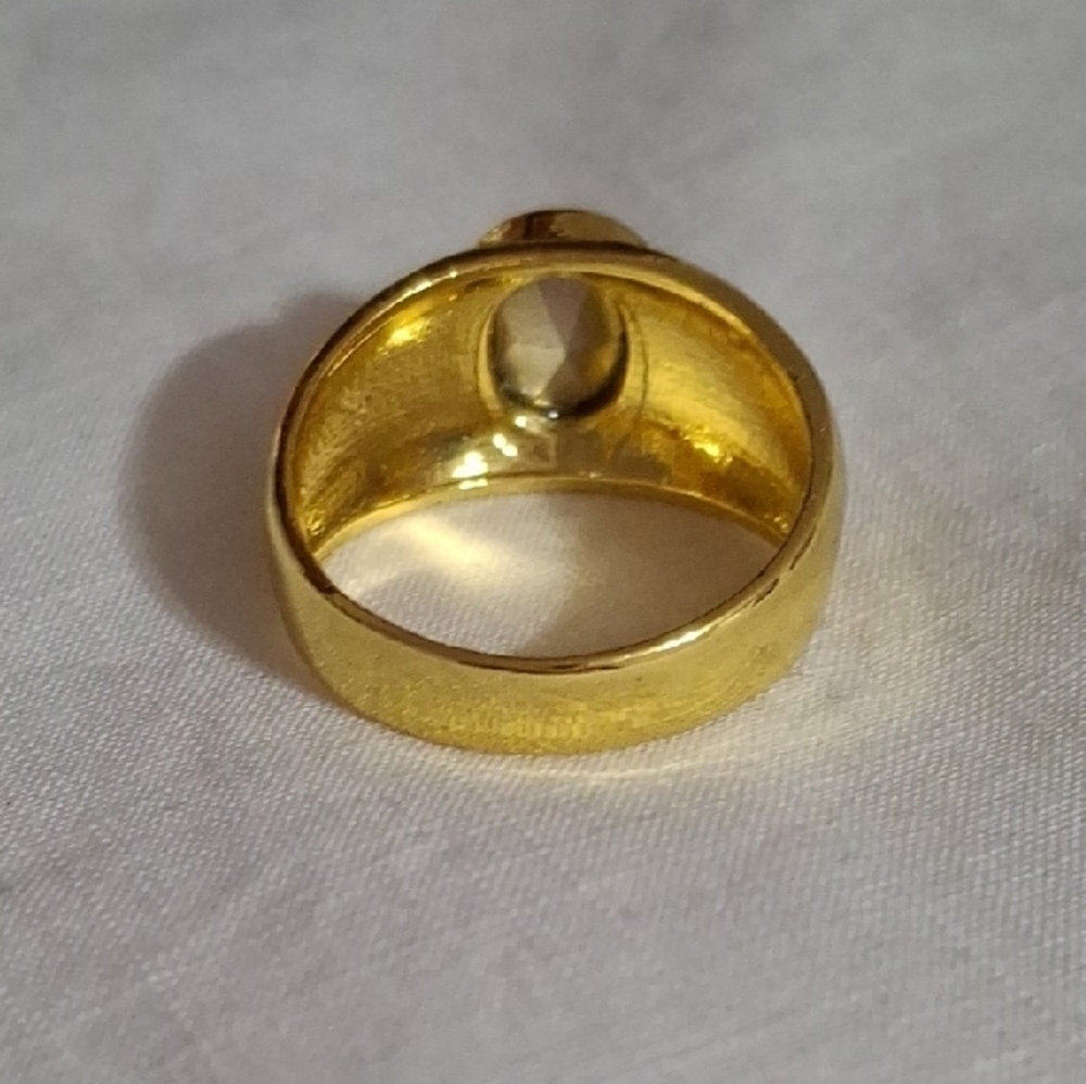 Men's Gold & White Gemstone Ring sz10 - Picture 2 of 4
